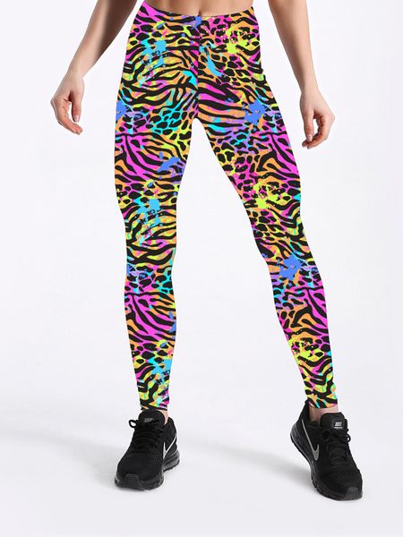 

glam city new arrival women zebra leopard printing leggings digital printed fitness pants trousers stretchy pants plus size, Black