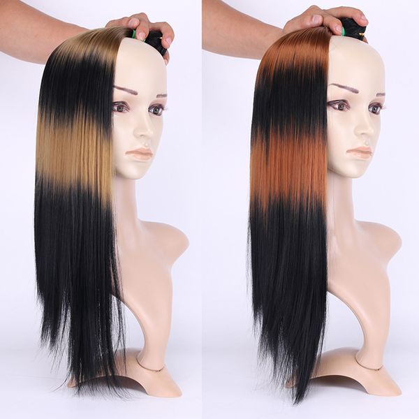 

Ombre Silky Straight Hair Extensions 1B/27 1B/30 High Temperature Fiber Synthetic Hair Bundles Restyleable For Black / White Women Cosplay