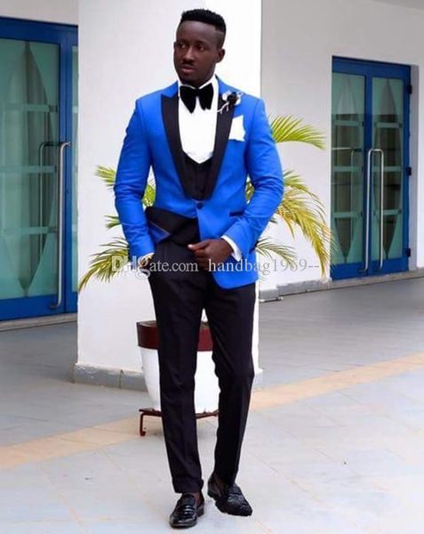 

latest design one button blue groom tuxedos peak lapel groomsmen mens suits wedding/prom/dinner blazer (jacket+pants+vest+tie) k172, Black;gray