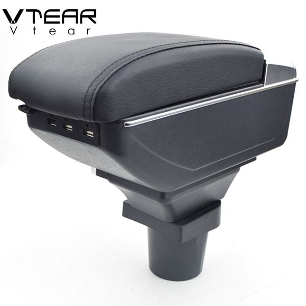 

vtear for mitsubishi colt armrest box usb charging heighten double layer central store content cup holder ashtray accessories