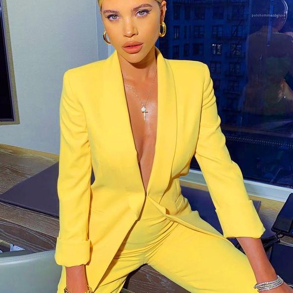 

lapel neck suit set with button female long sleeve apparel autumn women solid color 2pcs casual, White