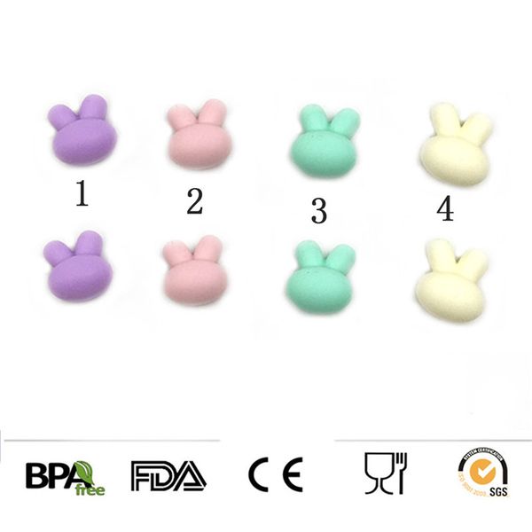 

silicone rabbit beads bpa food grade silicone animal teether diy baby teething beads mom infant necklace bracelet toys