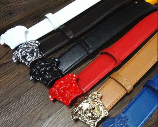 

hot Width 3.8cm leather belt medusa high quality men and women fashion casual jeans women belt size 105-125cm