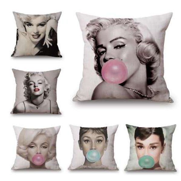 45 45cm Monroe Hepburn Pattern Pillow Case Geometric Printed