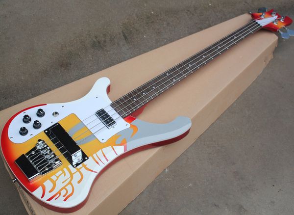 

left/right handed 4 strings sticker electric bass with white pickguard,rosewood fretboard with dot inlay,can be customized as request