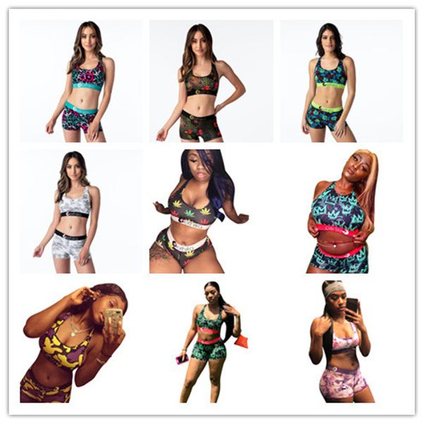 

ethika женщины моды купальники crop top vest + плавки шорты багажники боксеры 2 piece set tracksuit лоскутная shark camo купальники бикини 9, Gray