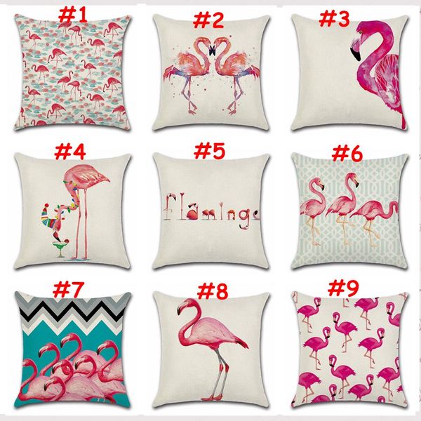 45 45cm Pink Watercolor Flamingo Pillow Case Sofa Cushion Cover