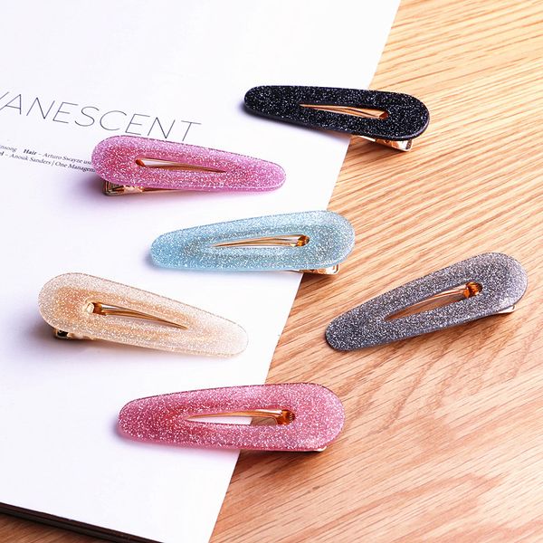 

korea handmade acrylic cartoon solid matte water drop kids children girls hairpins hair clips head wear accessories-gmkhrp022c5, Slivery;white