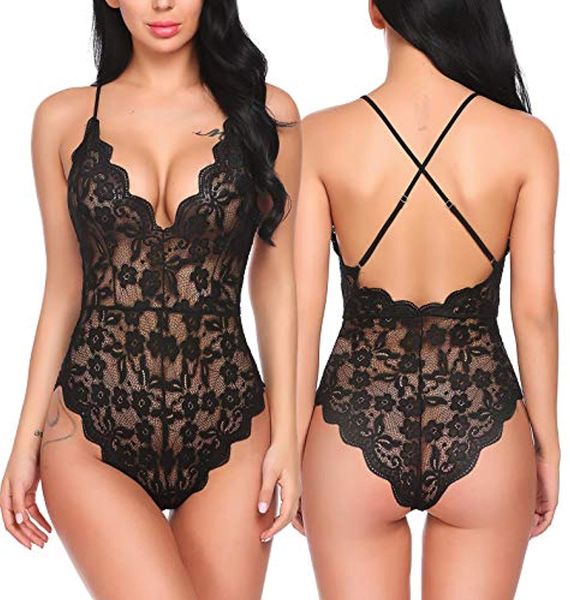 

женское белье тедди one piece babydoll мини боди, Black;white