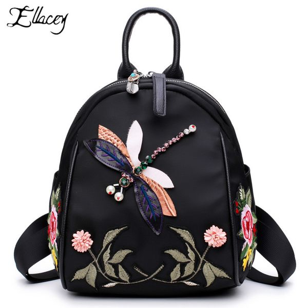 

2019 chinese nation style women backpack butterfly flower embroidery school bags for teenage girls ladies laptravel backpack