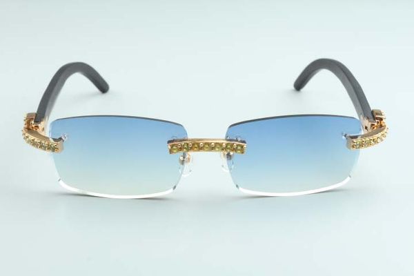 

high-end yellow xl diamonds sunglasses black natural wooden temples b-3524012-b for unisex, size:56-18-135mm, White;black