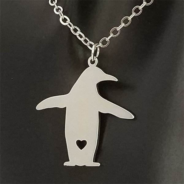 Collana con pendente a forma di pinguino dorato in acciaio inossidabile, collana con animali d'amore in argento, gioielli per uomo e donna, regalo di San Valentino