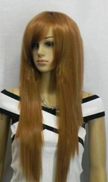 Wig 1113 Fashion Light Brown Long Straight Hair Cos Wig Hair
