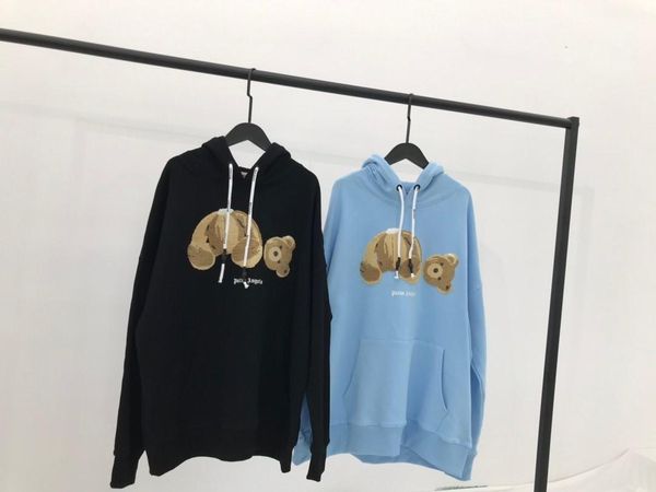 

19fw new palm angels orange bear print oversized sweater hoodie men women fashion casual streetwear sweatshirts outdoor shirts, Gray;blue