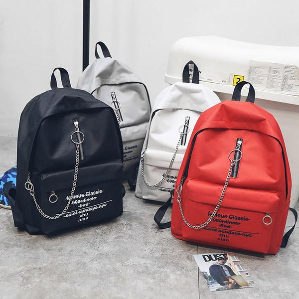 

designer- backpacks zipper backpack women new solid letter print shoulder bag versatile fashion trend chain packages canvas bag9419