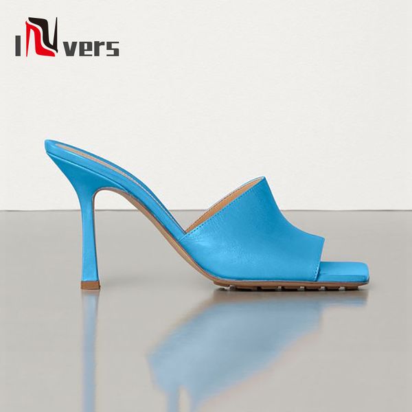 

women's high-heeled shoes 2020 summer new versatile fine heel french fashion wear square head slippers cold style catwalk, Black