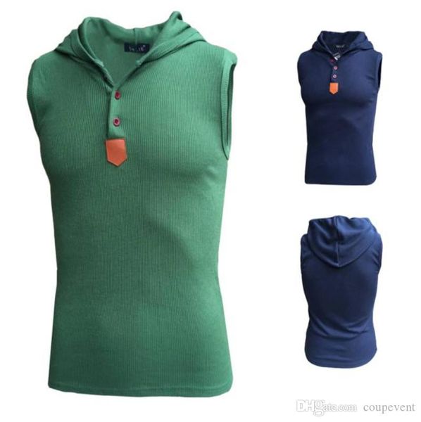 

sleeveless mens designer hoodies fashion solid color skinny hooded slim mens sweatshirts casual sports mens tshirt, Black