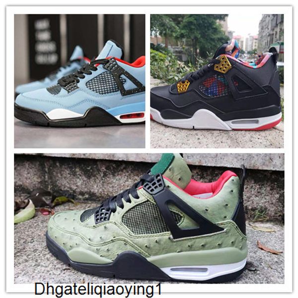 

2020 new 4 black white blue low men basketball shoes sports 4s sneakers fashion trainers size 7-13