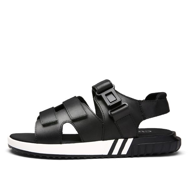 

summer shoes sandalias flops man couple heren sandale cuir wear 2020 hombre masculino work sandalen mens beach de safety big, Black