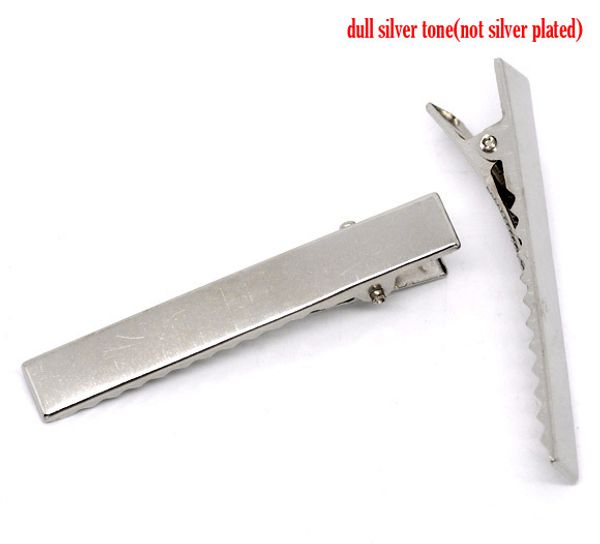 

doreen box - 40 silver hair forceps with pager 57x9mm (b10849, Golden;white