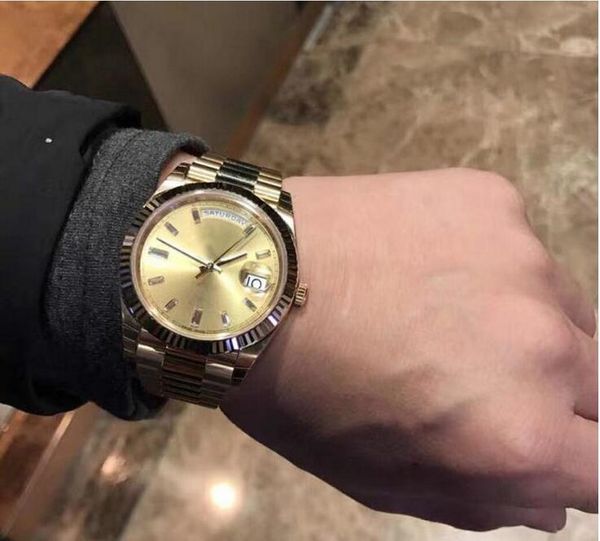 

2018 новый ограниченный выпуск мужские мужские 18-каратного золота 36 мм президент - серебряная палочка 18238 sant blanc box watchches часы, Slivery;brown