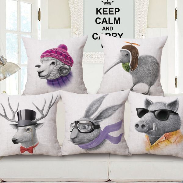 

new pattern hand animal head portrait back cushion cotton pillow
