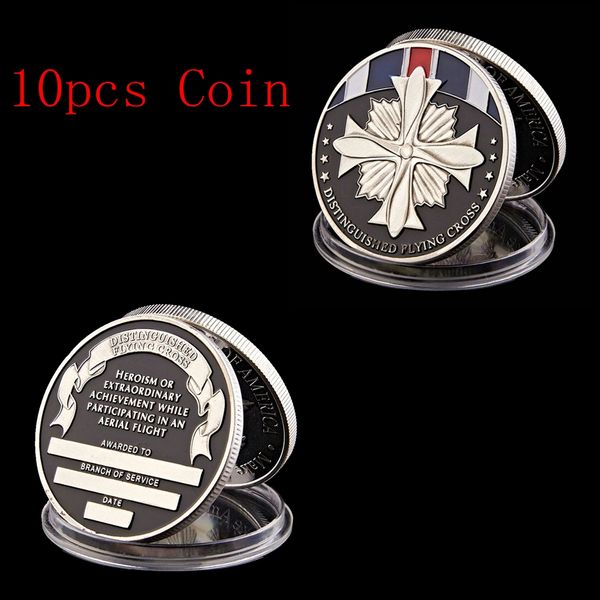 

10pcs Free Shipping 2018 USA Distinguished Flying Cross Token Silver Plated Military Challenge Coin