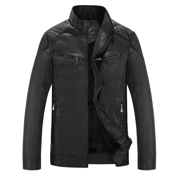 

мужская кожаная куртка среднего возраста мужская мотоциклетная кожаная куртка большой размер осенняя мужская куртка с воротником-стойкой на, Black