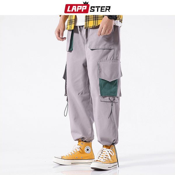 

lappster men big pocket harem pants sweatpants 2019 overalls men streetwear joggers pants baggy khaki harajuku cargo 5xl, Black