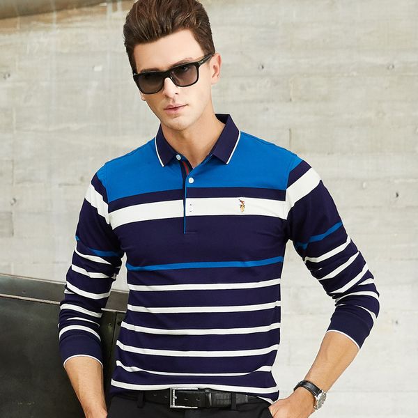 

place of origin supply of goods brand men's wear spring and autumn new style men's t-shirt pure cotton fold-down collar pullover, White;black