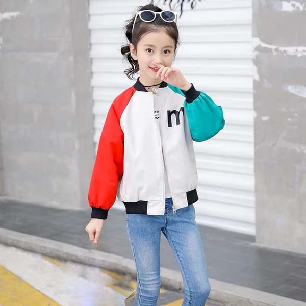 

2019 manteau fille girls jacket baby girl clothes coat spring autumn letter sports on coat4-12year children's quality clothing, Blue;gray