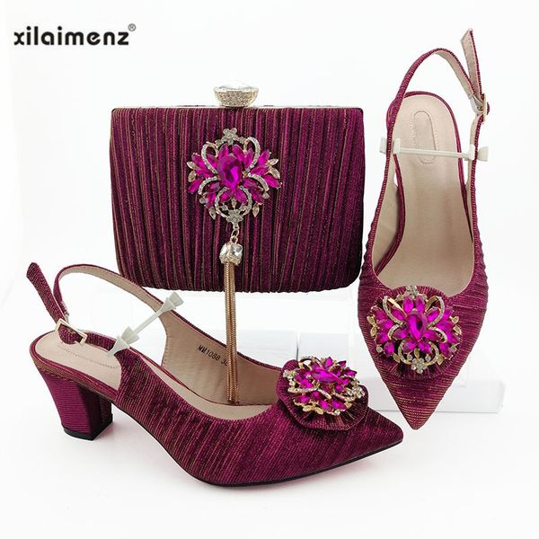 

fuchsia african sandals with matching bag for woman pointed toe shoes and purse set nigerian wedding pumps, Black