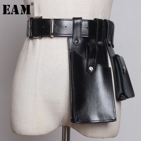

eam] 2019 new spring summer pu leather black buckle orange mini-bag personality long belt women fashion tide all-match jw655, Black;brown