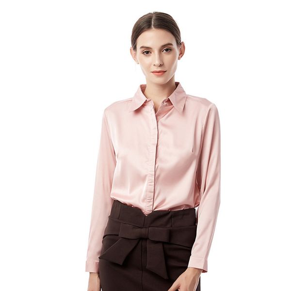 

#1993 summer office blousers women plus size 4xl long sleeve faux slik loose blousers female black white pink femme top