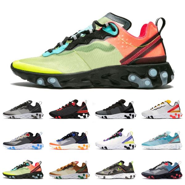

2020 react element 87 55 running shoes for men women light bone triple black bred hyper pink mens trainers sports sneakers #2300047