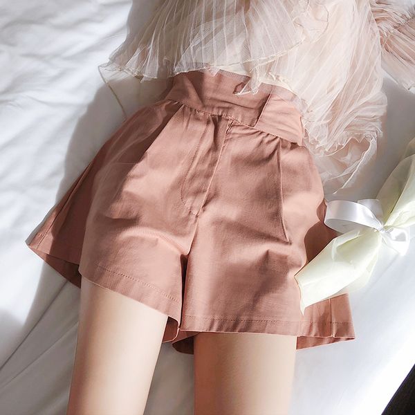 

mishow leisure female summer show 2020 new high-waist sealed girl student broad-legged bottom shorts mx18b2441, White;black