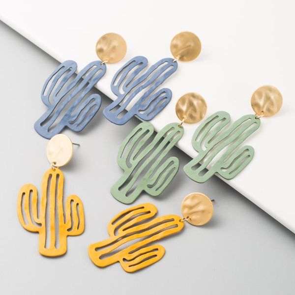 

2020 new color lovely cactus long personality harajuku alloy drop earrings for girl women fashion cute jewelry accessories, Silver