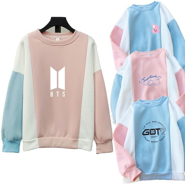 

fans kpop bts bangtan boy got7 k- hoodie women exo seventeen idol sweatshirt female love yourself hoodies femme clothing, Black