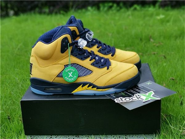

2019 air 5 sp michigan inspire retro amarillo college navy men basketball shoes cq9541-704 sports shoes sneakers 7-13, White;red