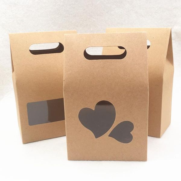 

gift wrap 10*16*6cm 20pcs stand up window brown kraft paper bags boxes recyclable for wedding/gift/jewelry//candy package box