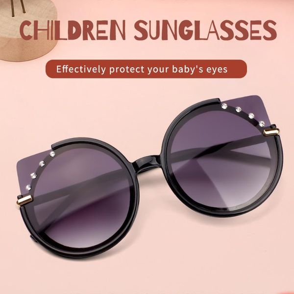 

sunglasses cat eye kids children sun glasses eyewear uv400 shade fashion round rhinestone crystal outdoor cute beautiful lovely, White;black