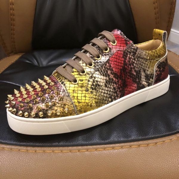 

casual designer fashion men yellow multi color snake python shoes brand new driving shoes sneakers, Black
