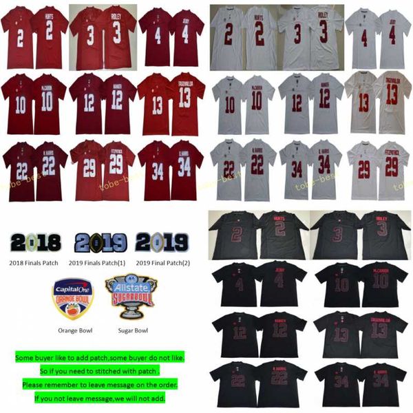 

College Football 2019 Alabama Crimson Tide Tua Tagovailoa Jersey Jerry Jeudy Damien Najee Harris Jalen Hurts Sugar Orange Bowl Red Black