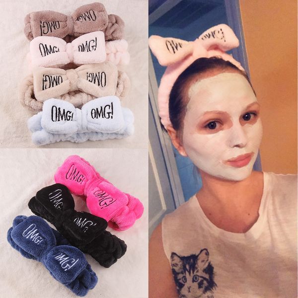 

2020 новый omg письмо коралловый флис мыть лицо hairbands для женщин милый мягкий лук девушки ободки ленты для волос тюрбан аксессуары для в, Slivery;white