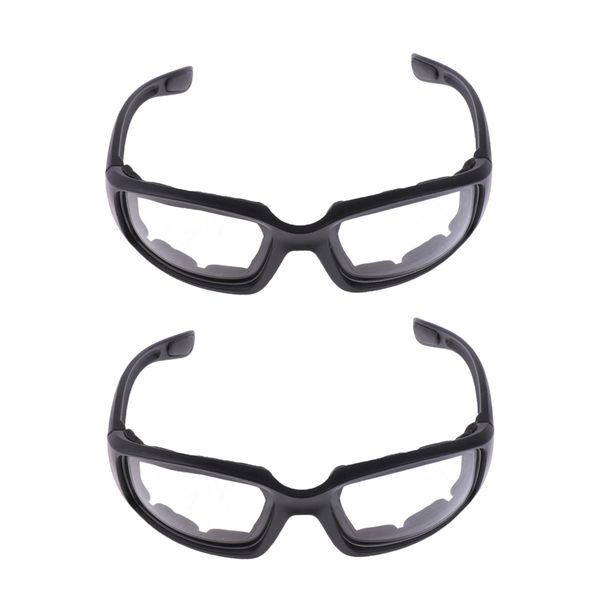 

2x motorcycle motorbike riding glasses wind resistant padded comfortable clear