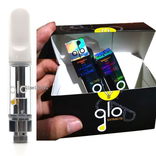 

Белый GLO Vape Картриджи 0,8 мл 1,0 мл Керамических масел Телега 510 темы Аккумулятор Испаритель Pen густого масло Нового Box Пакеты