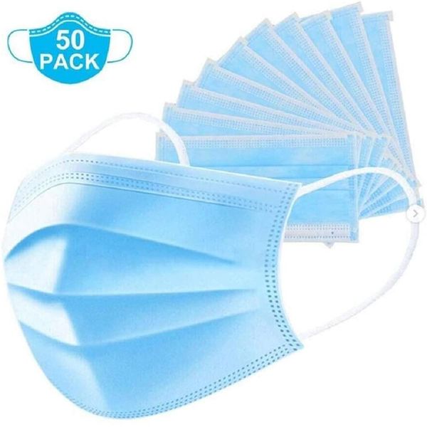 

in stockdisposable earloop mouth face mask 3-layer masks 50pcs safety mask dust (50-pcs) by dhl