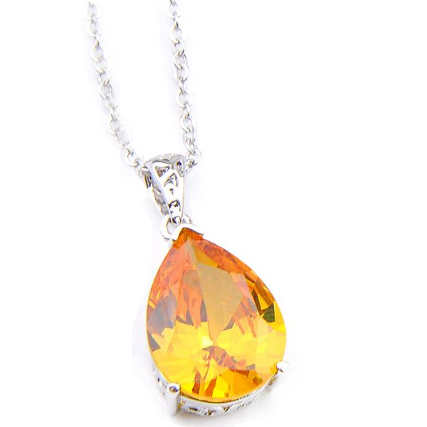 

6pcs luckyshine excellent shiny teardrop shaped citrine gems 925 silver necklaces z pendants lady jewelry holiday christmas party