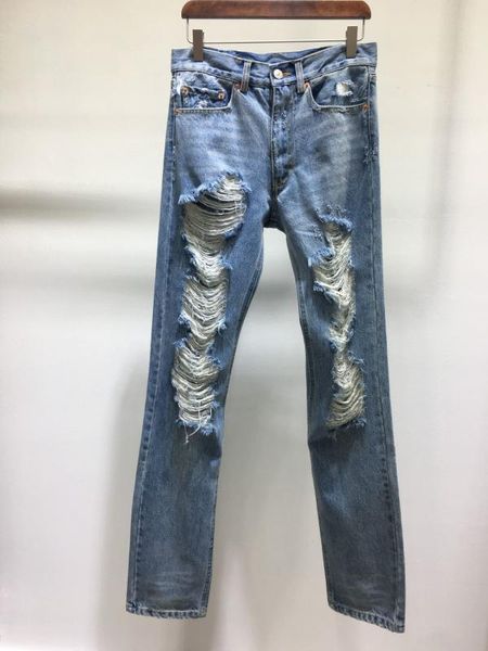 

2020 ladies fashion slim washed-out jeans 0605, Blue