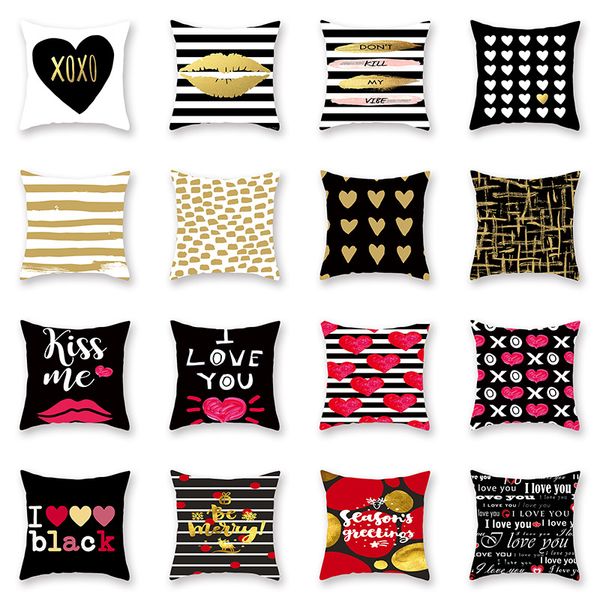 Valentines Pillows Case Valentine S Day Stripe Letter Love Print